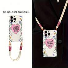 Funda para teléfono (1 unidad). Disponible en varios colores y con estampado de corazones. Compatible con los modelos 12, 13, 14, 15 y 16 Pro y Pro Plus. Funda para teléfono con correa ajustable en las cuatro esquinas y diseño anticaídas. - Blanco - Ver 4