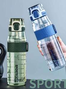 1个1000毫升/800毫升/600毫升户外运动便携水瓶，带吸管，耐用，绿色，带安全盖和提手，适合日常通勤、户外露营、办公、户外活动、万圣节、圣诞节和新年礼物 - 彩色 - 查看 5