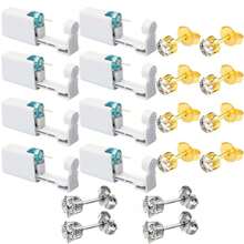 8 pezzi Piercing per orecchie monouso con orecchini a perno incorporati e 4 pezzi di orecchini con zirconia cubica - Kit di piercing per orecchie semplice e facile da usare