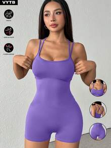 1 件性感细肩带连体短裤活力健身瑜伽连体衣塑身衣
