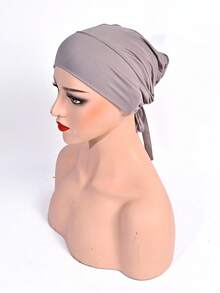 1pc Women's New Solid Color Viscose Elastic Drawstring Adjustable Headband Cap - Strappy Bottom Hat - View 7