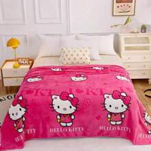 Sanrio 1pc / Sanrio Comfortably On A Warm And Cozy Cartoon Blanket With Cute Hello Kitty Designs On It. This Soft And Supple Flannel Top Will Keep You Comfortable And Cozy. Suitable For Sofas, Beds, And Office Napping - Modern Knitted Design, Ultra Soft Home, Picnic, And Travel Blankets - All Season Comfortable Personalized Blankets
