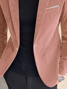 男士休闲/商务简约长袖西装外套 - 粉色 - 查看 2