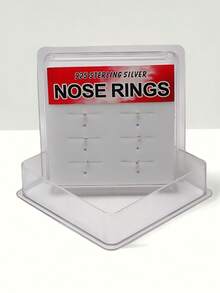 6 件 925 纯银鼻环耳钉 L 形鼻环 1.5 毫米透明水晶 男女适用 24 克