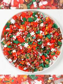 100 件什锦圣诞树脂饰品，ABS 平背装饰，用于 DIY 工艺品，节日形状装饰，用于剪贴簿和珠宝制作（随机款式）