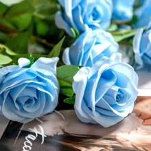 5pcs/10pcs Blue 20 Inch Valentine's Day Home Decoration Simulation High-End Roses,Bedroom Decoration Flowers Valentine's Day Bouquets, Desktop Decoration, Wedding Decoration Bride's Hand Bouquets, Wrist Flowers, Corsage Materials Home Restaurant Bedroom Vase Decoration Bouquets DIY Birthday Party Cake Materials Valentine's Day New Year Gift Materials Shooting Props, Vase Decoration, New Year Decoration, Outdoor Garden Decoration