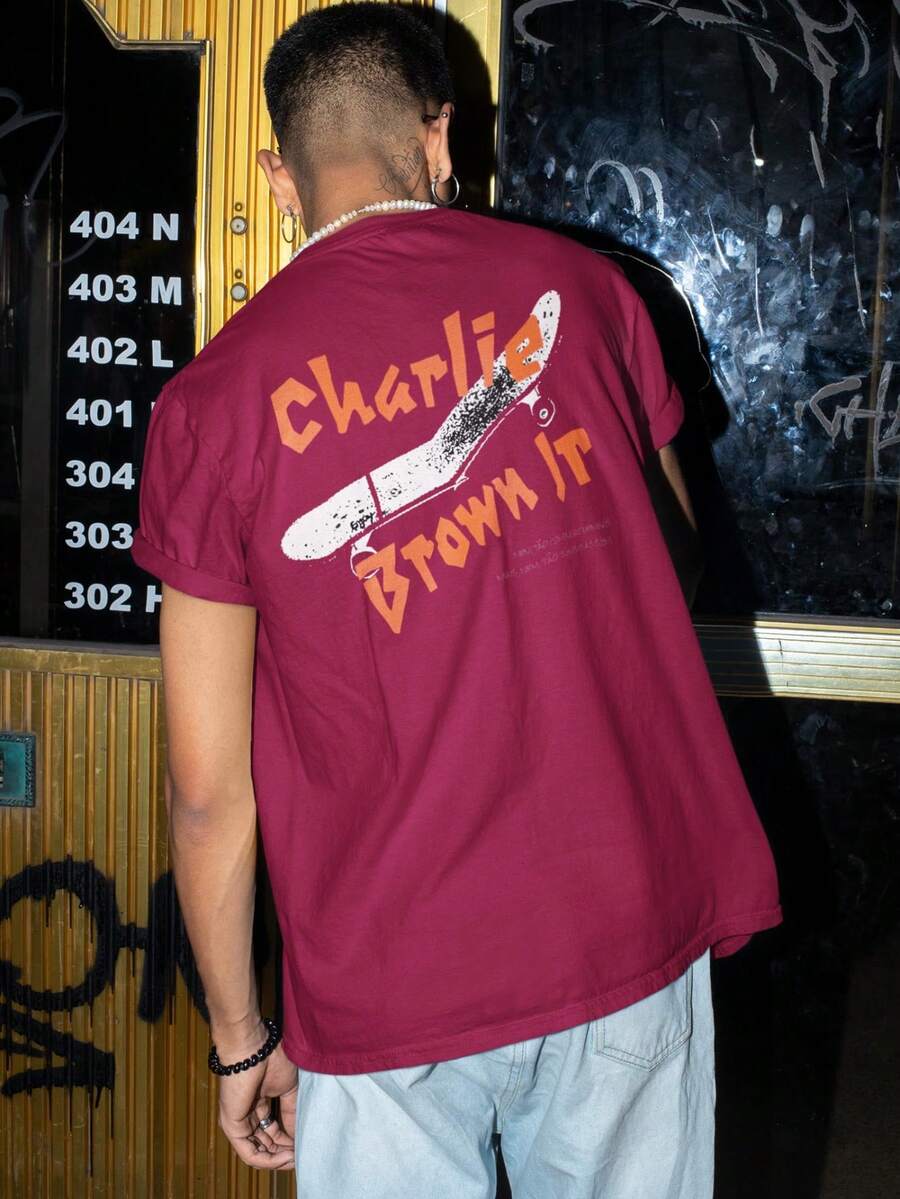 CBJR Basic T-Shirt With Crybaby Print - Burgundy - View 1