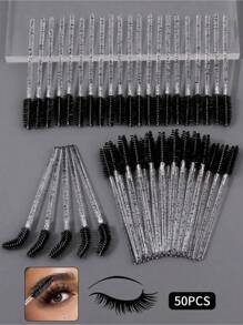 100pcs Disposable Mascara Wands, Professional Eye Makeup - Pink & Black Nylon Bristles, Slim Handle Lash & Brow Brush, For Eyelash Extensions, Lash Extension Tools, Mascara Wand Replacement Brushes, Fashionable Design, Durable Structure - Black - View 8