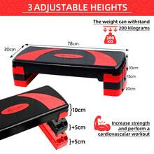 ACTIVE FOREVER Steppers For Exercise , Aerobic Step Board And Height Adjustable, Non-Slip Fitness Stepper Equipment For Exercise Workout Home Office - 78cm-三層-黑紅 - 查看 2