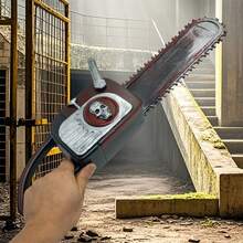 Spooktacular Halloween Decor: Realistic Chainsaw Prop In Rusty Red - Perfect For Haunted Houses And Costume Parties - Reddish Brown - View 3