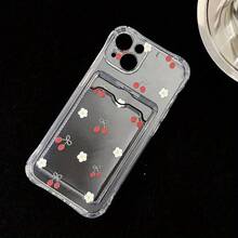 Funda para teléfono 1 funda para tarjeta transparente con flor blanca, funda para tarjeta, funda para mano 15 14 13 12 11, colocación de tarjeta con orificio fino - Blanco - Ver 4