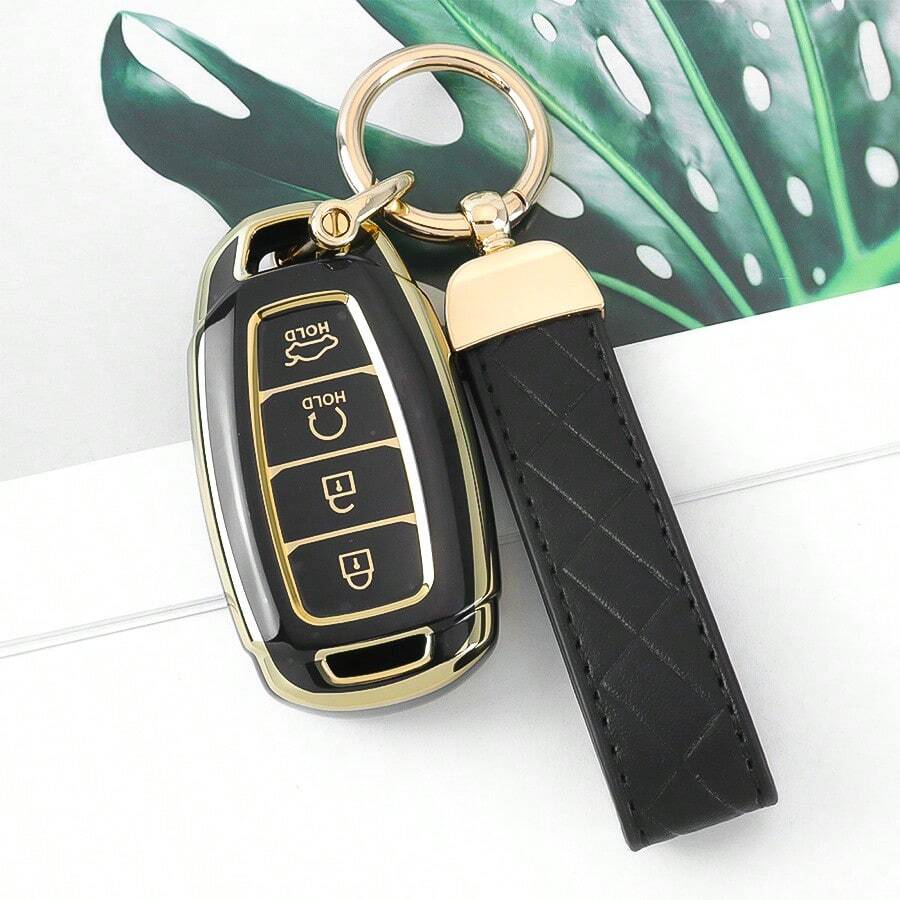 Ốp bảo vệ chìa khóa xe bằng TPU bền chắc - Phù hợp với các dòng xe Elantra GT, Kona, Palisade, Venue, Veloster - Phụ kiện chìa khóa xe thiết kế 4 nút, sang trọng và cao cấp, phù hợp cho nữ giới.