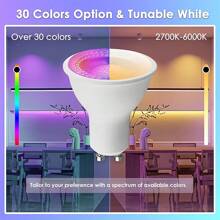 Tuya WIFI GU10 底座，智能 LED 灯泡，节能 5W 灯，APP 控制聚光灯泡变色，暖白 3000K，可与 Alexa Home 配合使用，1 个装