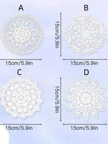 4 件/套，复古白色钩针涤纶蕾丝杯垫、杯垫、中式桌布、床罩和餐桌装饰，适用于桌面装饰、婚礼、餐厅、派对、梳妆台、摄影道具和圣诞装饰。 - 彩色 - 查看 5