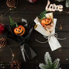 Spooky Mini Bouquet - Halloween Gift Set With Faux Pumpkins & Flowers For Party Decor