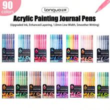 Languo 90-Color Acrylic Paint Markers - 1.0mm Fine Tip Gel Ink Pen, Blendable Vibrant For Rock/Glass/Wood DIY Craft Decor,Student Art Supplies , Back To School Gifts