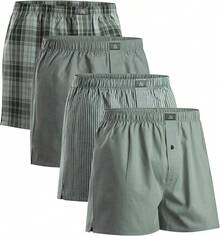 Ropa interior activa de talla grande para hombres - Verde Mixto/Rayas 4 Pares - Ver 1