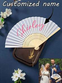 1pc Custom Text Folding Hand Fans,Personalized Hand Fans For Women Foldable,Customized Folding Fan,Customizable Decorative Hand Fans,Wooden Hand Fan,Birthday Gifts,Wedding Gifts,Anniversary,Bridesmaid Return Gifts,Photo Props,Decorate,Bedroom,Living Room,Friends,Family,Men,Women