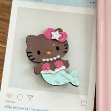 Sanrio Sanlio Summer Vacation Style Hello Kitty Mermaid Leather Hair Clip Colorful Side Hairpin Clip Premium Hairpin