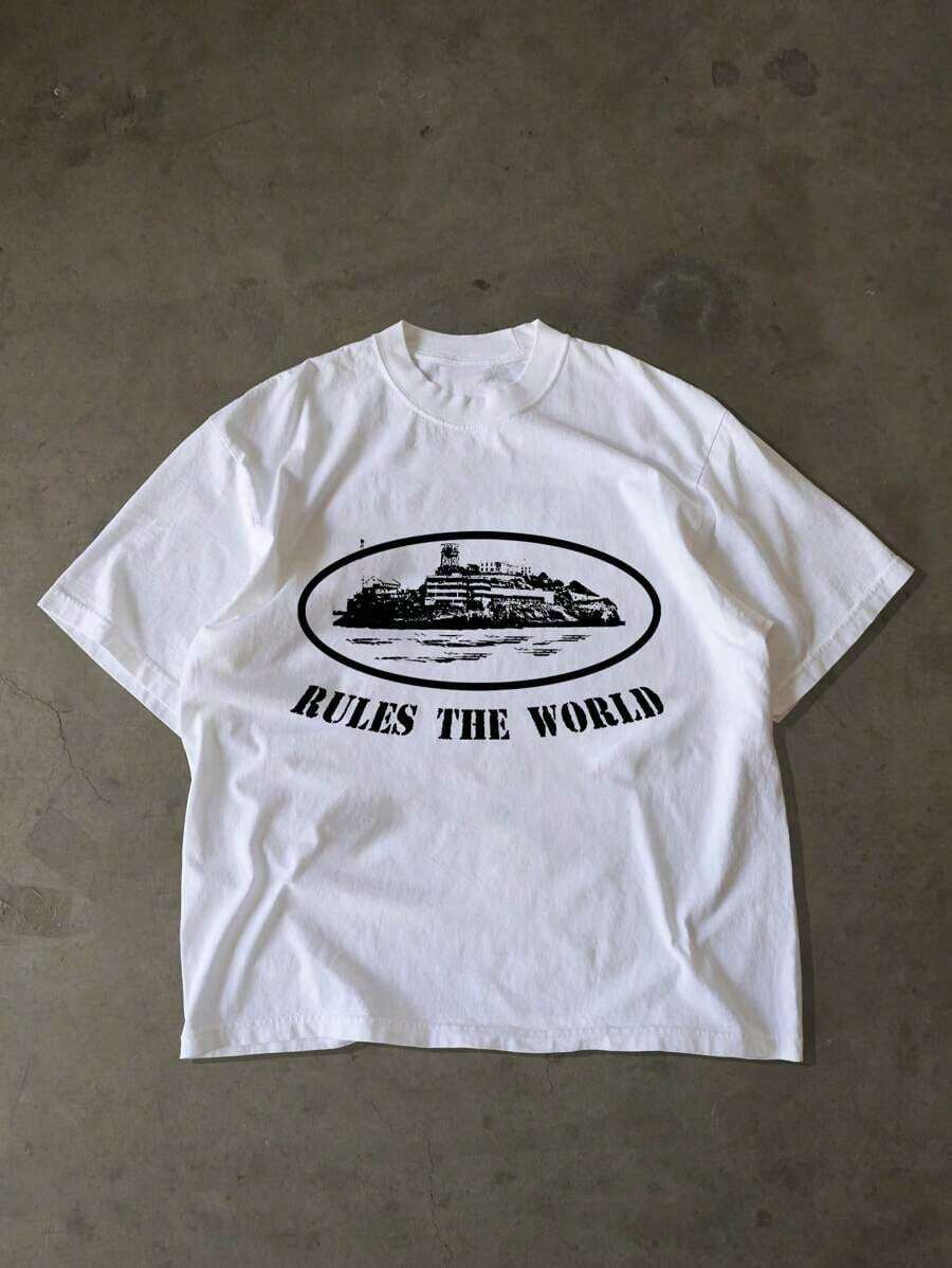 Men's New Fashionable Hip-Hop Style Printed T-Shirt - trắng - Xem 1