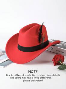 1pc Unisex Elegant Square Woven Band & Feather Trim Felt Trilby Hat, Suitable For Daily & Holiday Wear - Multicolor - View 40