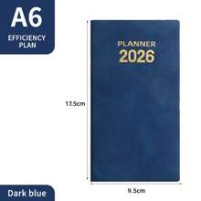 1 neuer Planer 2026 - 17,5 cm / 9,5 cm - mit Lesezeichen, Index - 60 Blatt - 120 Seiten Erwachsenen-Planer auf Englisch, tragbares Tagebuch aus Kunstleder - acht Farben zur Auswahl, Schulmaterial, Rückkehr zur Schule