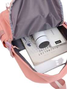 One Solid - Color Fashionable Backpack! Multiple Colors Available. Simple Design With The "FASHION" Logo. Large - Capacity And Practical, Suitable For Students And Commuters. - Large Capacity - View 10