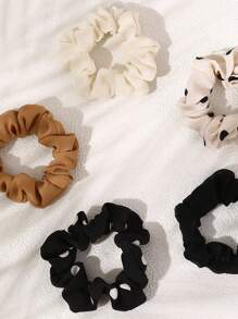 5 stuks Kids & Teens Chic Leopard Print Maillard Color Hair Scrunchies Set, Cross-Border Populaire Elastische Haarelastiekjes, Cadeaus Voor Vrienden