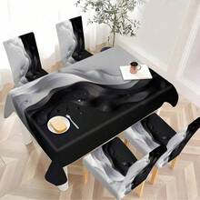 1/4/6pcs Black And White Patchwork Texture Chair Cover Set, Suitable For Indoor Home/Restaurant/Hotel Modern Daily Decoration. Elastic Tablecloth Suitable For Square Tables, Chair Covers Can Be Washed - YT-069 - View 19