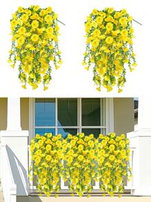 1/2/4 Stück künstliche Außenpflanze mit Eukalyptus und Seidenmorgenruhblume, UV-beständig, grüne Pflanzen für Jahrestag, Abschlussfeier, Hochzeit, Familie, Büro, Veranda, Garten, Hof, Wand, Frühling/Sommer Dekoration