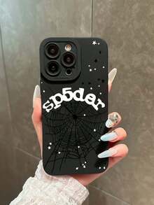 Spiderweb, Stars Print Pattern Phone Case Compatible With IPhone 16 Pro Max, 14, 13, 12, 11 Pro Max, XS Max, X, XR, 8, 7, 6S, Plus, Mini, And Galaxy A13 4G, S21 FE 5G, A15, A21S, A34, A12, A50, S21, A71 And More, Shockproof, A Great Birthday Gift For Girlfrid, Boyfrid Or Yourself Waterproof Anti-Fall Scratch Resistant.Christmas Accessories. - Black - View 1