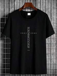 180g Pure Cotton Proverbs 3:5-6 T-Shirt S M L XL XXL 3XL Tee Top For Everyday Wear Slightly Print Round Neck Short Sleeve Streetwear Soft Casual Breathable Fashion For Women Comfortable Stretched Graphic Summer Designer Clothes Stylish Versatile Homme Unisex - 黑色 - 查看 2