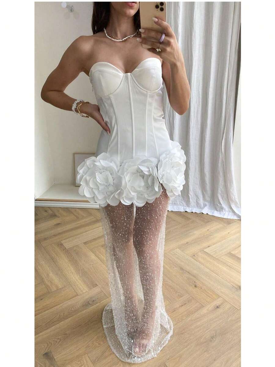 vestido noche  Liso    Fiesta    Lentejuelas    Cremallera  Rosa 3d    vestido lentejuelas  Noche de fiesta    verano