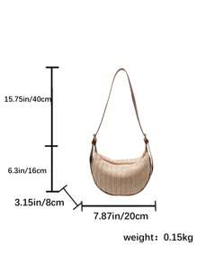 Bolso de mujer estilo Dumpling, diseño de PU + tejido, bolso bandolera, unicolor, bolso de uso diario de mujer con correa ajustable