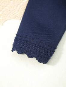 Baby Girl Elegant Hollow Lace Trim Knit Cardigan Shawl, Gift For Babies, Autumn/Winter - Royal Blue - View 3