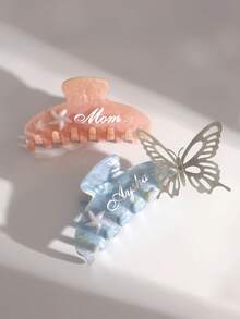 1 件夏季个性化海星名字设计亚克力发夹 - 闪亮装饰定制醋酸纤维发饰，适合新娘、伴娘、婚礼、周年纪念日和特殊场合，可爱发夹（套装包括礼品盒和拉菲草） - 彩色 - 查看 5