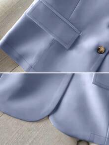 Women's Casual Lightweight Single Breasted Sleeveless Blazer, Spring & Summer Office Wear - Blue - View 6