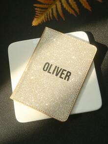 Takeoak 1 pièce Porte-passeport personnalisé scintillant avec nom personnalisé. Étui de passeport personnalisé avec paillettes scintillantes. Porte-passeport unique, portefeuille de voyage réutilisable. Cadeau de voyage unique pour les amis, accessoires de voyage, cadeau de lune de miel, mariage de luxe pour documents - Taille Unique - Voir 15