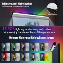 1pc New Dual Light Source Screen Lamp, Display Monitor Hanging Light, Office & Gaming Atmosphere Desk Lamp, Computer Screen Hanging Light, Computer Desk Lamp - Dual Light Source - View 7