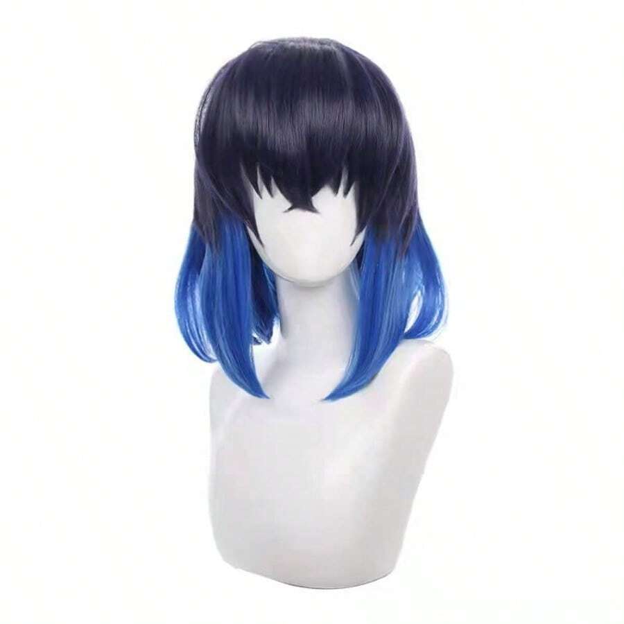 LShort Blue Black Cosplay Wig Halloween Costume Party Wig For Adult5001 - 橋平伊之助 - 查看 1