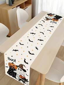 1 件/100 件 35*180 厘米万圣节鬼南瓜黑猫涤纶桌旗，南瓜、鬼、黑猫和蝙蝠，星星装饰，适用于万圣节派对、家庭聚会、餐桌装饰、节日餐桌装饰、万圣节派对用品 - 彩色 - 查看 6