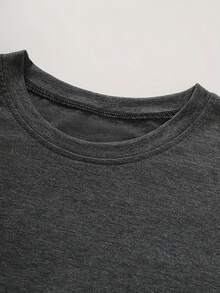 Ladies Graphic Printed V-Neck T-Shirt, Short Sleeve Casual Women's Tops For Summer And Spring, Women's Clothing, Perfect For Holidays And Gifts! - 深灰色 - 查看 3