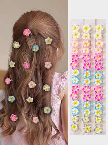 Set de 10 pinzas para el cabello con flores de margarita 3D en degradado para niñas/niños, accesorios para el cabello, estilo europeo y americano, pinza para el flequillo