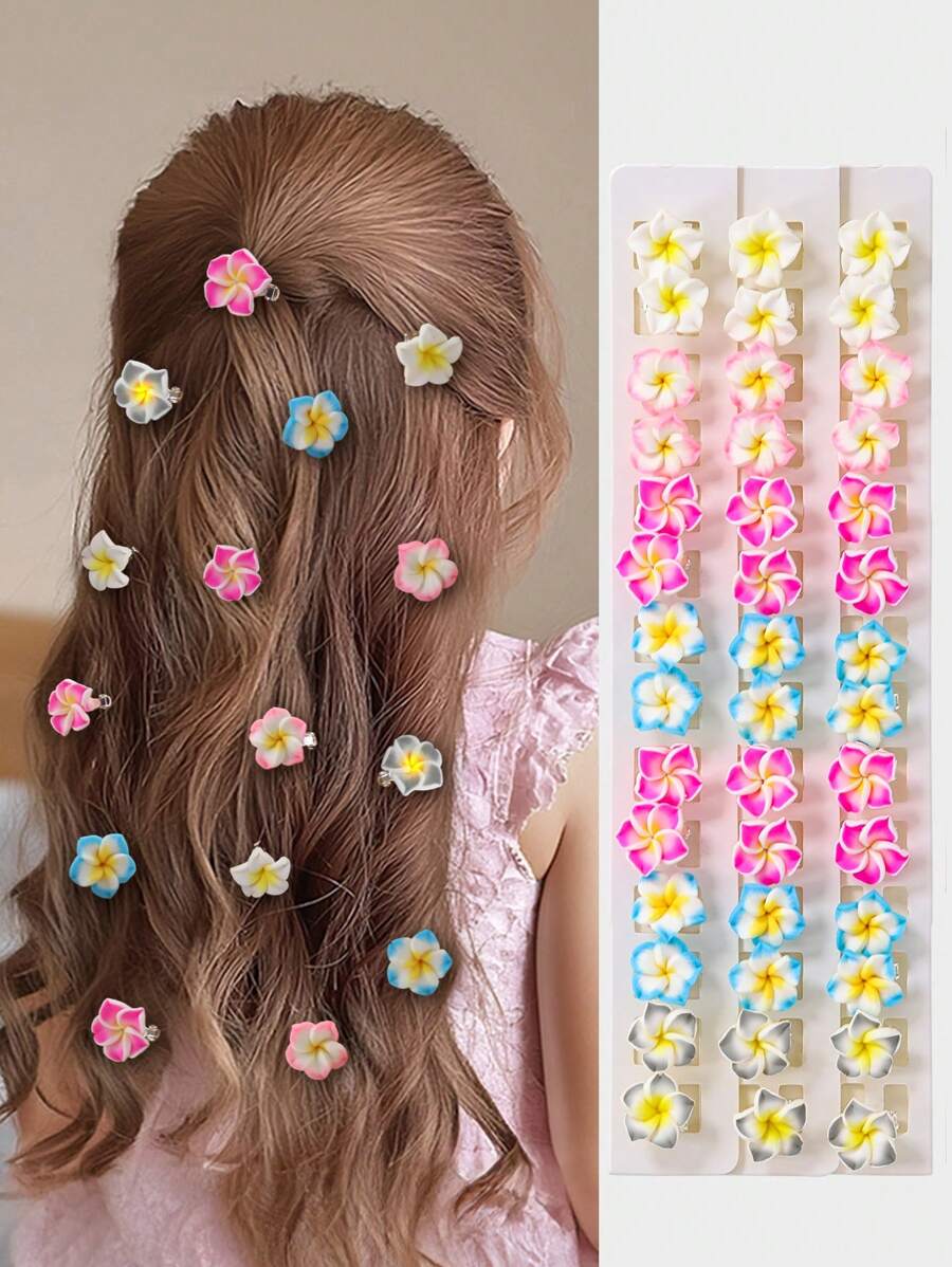 Set de 10 pinzas para el cabello con flores de margarita 3D en degradado para niñas/niños, accesorios para el cabello, estilo europeo y americano, pinza para el flequillo