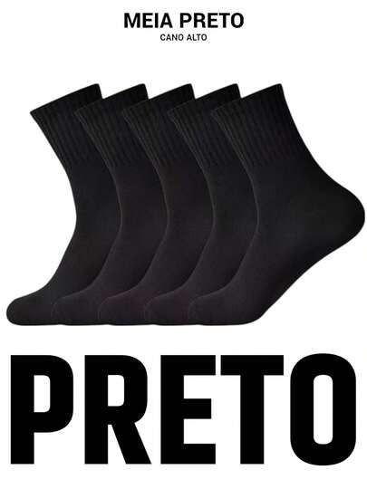 kit de meia masculina cano alto todo preto