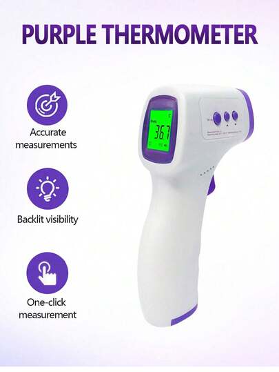 1pc Non-Contact Forehead Thermometer, High Precision Digital Thermometer, Contactless Thermometer Gun, Supports Repeated Measurement - This Product Does Not Include Battery