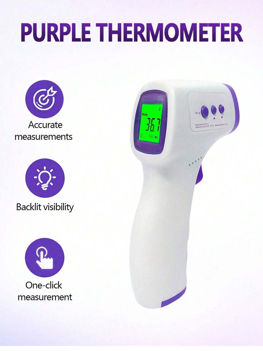 1pc Non-Contact Forehead Temperature Gun Thermometer High-Precision Electronic Thermometer Digital Temperature Gun Second Measurement- This Tool Does Not Include Batteries - Multicolor - View 1