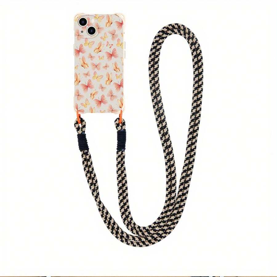 Funda para teléfono (1 unidad). Correa cruzada para el hombro. Elegante correa de mano anticaídas en las cuatro esquinas. Funda protectora suave para colgar al cuello. Compatible con phone 11, 12, 13, 14, 15, 16 Pro y Pro Plus. Diseño moderno y elegante. - Colores mixtos 1 - Ver 1