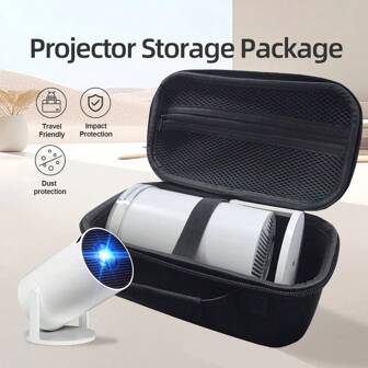 Estuche protector de cáscara dura para proyector, color negro, de gran capacidad, impermeable, a prueba de polvo, a prueba de golpes, de material EVA, con protección integral para tu proyector