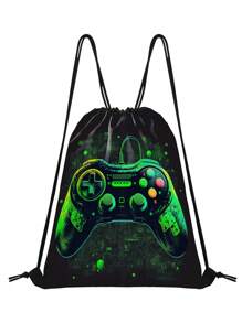 Kids' Fun Pattern Drawstring Bag - Teens Sport Gym Swim Travel Work Hiking Daypack Bag, Lightweight & Durable, Cute Designs Basketball,Game Print - Perfect For School, Sports, Travel, And Toy Storage